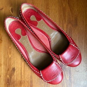 Vintage Chloé Red Leather Flats